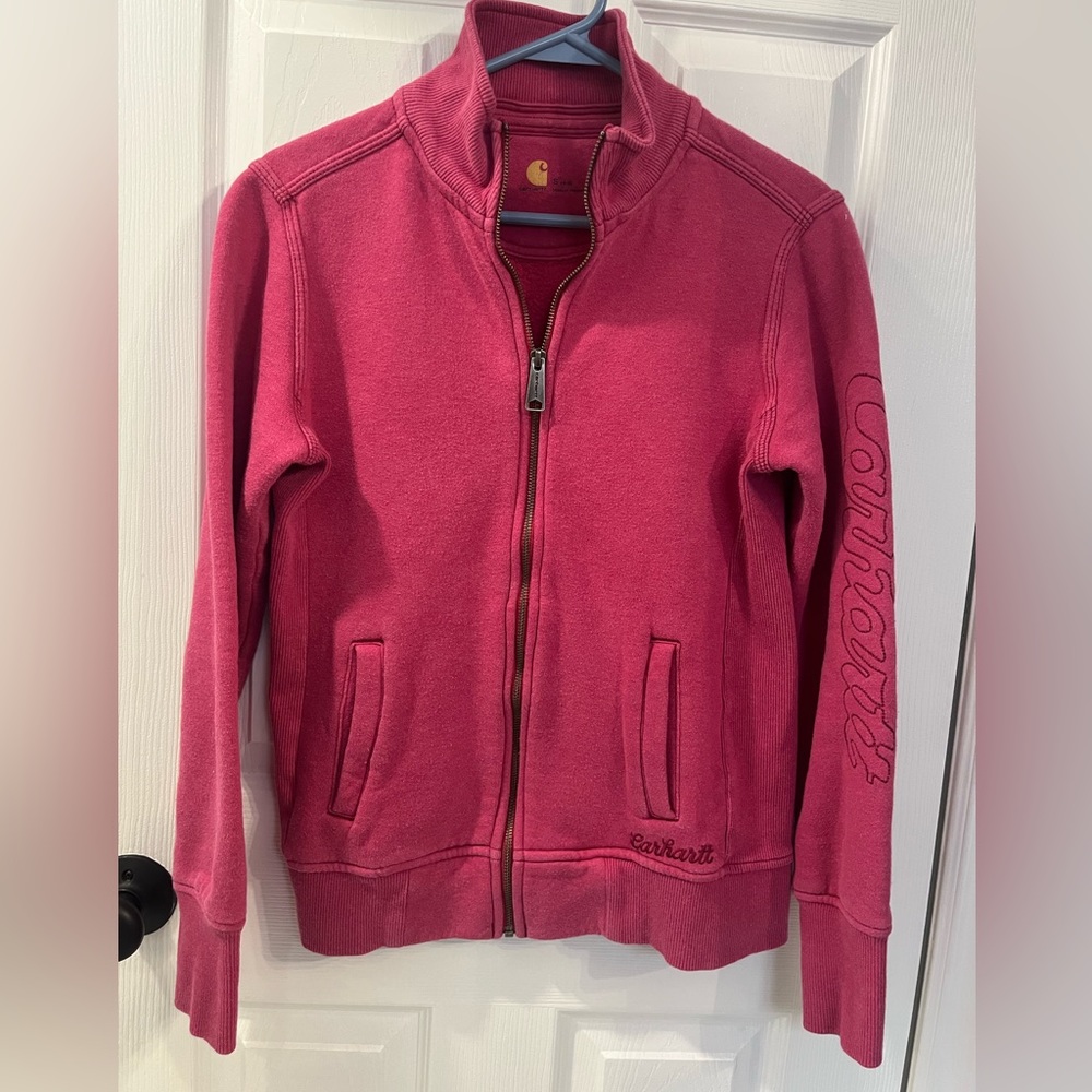 CARHARRT pink zip up sweater